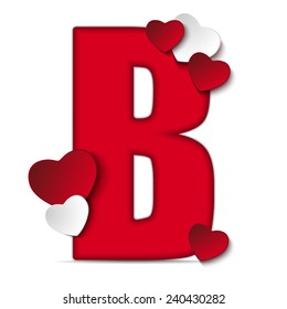 Vector - Alphabet Letters With Red Heart Valentine Day