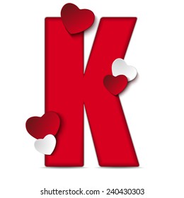 Vector - Alphabet Letters With Red Heart Valentine Day