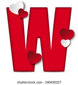 Vector - Alphabet Letters With Red Heart Valentine Day