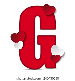 Vector - Alphabet Letters With Red Heart Valentine Day