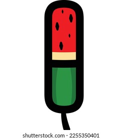vector alphabet letters I with watermelon fruit concept