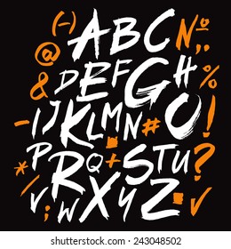 Vector alphabet. Letters of the alphabet written with a brush. 