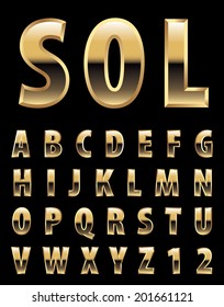 vector alphabet like golden bullion