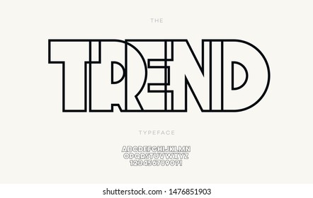Vector alphabet line style modern typography for decoration, t shirt, party poster, printing, banner, promotion, stamp, label, special offer. Trendy alphabet. 10 eps