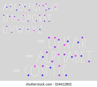 Vector alphabet. Linear cosmic font. Letters of future. Make your constellation.