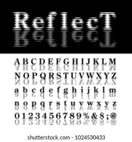 vector alphabet, linear halftone raster with reflection