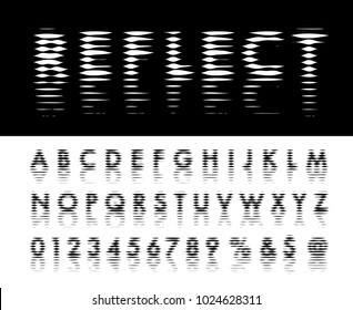 vector alphabet, linear halftone raster with reflection