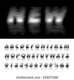vector alphabet, linear halftone raster with reflection