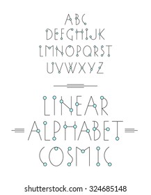 Vector alphabet. Linear typeface. Geometric letters of future. 