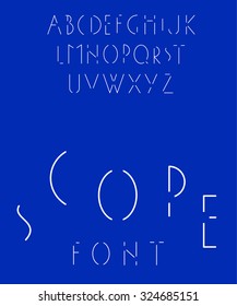 Vector  alphabet. Linear typeface. Geometric letters of future. Slim and elegant font.