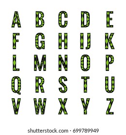 Vector alphabet. Lizard style. Beautiful letters. Illustration on a white background.