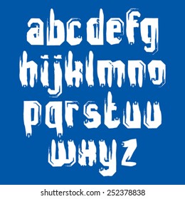 Vector alphabet lowercase letters set, hand-drawn white script, brushed small letters.