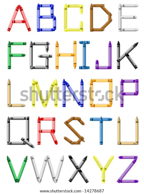 Vector Alphabet Made Crayons Stock Vector (Royalty Free) 14278687