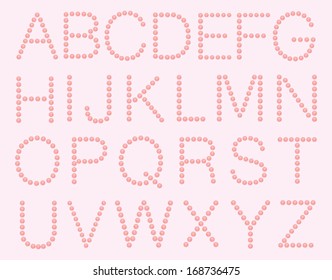 Vector alphabet made of pearls.