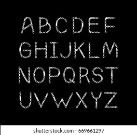 Vector alphabet. Metallic chain. 
