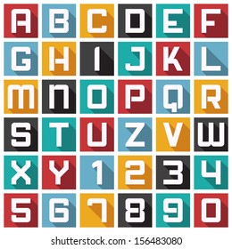 Vector Alphabet in Modern Icon Style. Also Can be Used as Pattern, Background or Icons