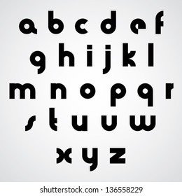 Vector alphabet, modern style simplistic font, geometric letters design. Bold version.