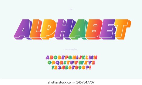 Vector alphabet modern typography colorful slanted style for event, decoration, motion, video, game, infographic, poster, t shirt, book, banner, printing. Cool typeface. Trendy font. 10 eps