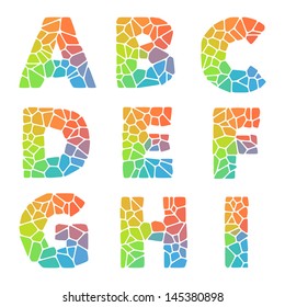 Vector Alphabet Mosaic Colorful Font Set. A-I Pack With A White Background