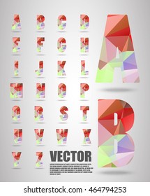 Vector alphabet mosaic font Low poly font on polygon concept vector. Abstract letters.