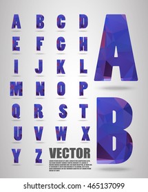 Vector alphabet mosaic font Low poly font on polygon concept vector. Abstract letters.
