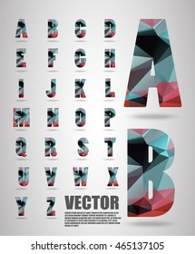 Vector alphabet mosaic font Low poly font on polygon concept vector. Abstract letters.