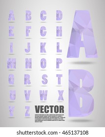 Vector alphabet mosaic font Low poly font on polygon concept vector. Abstract letters.