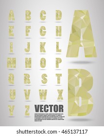 Vector alphabet mosaic font Low poly font on polygon concept vector. Abstract letters.