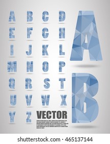 Vector alphabet mosaic font Low poly font on polygon concept vector. Abstract letters.