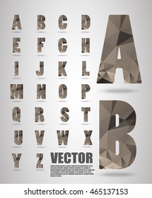 Vector alphabet mosaic font Low poly font on polygon concept vector. Abstract letters.