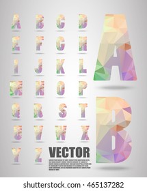 Vector alphabet mosaic font Low poly font on polygon concept vector. Abstract letters.