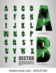 Vector alphabet mosaic font Low poly font on polygon concept vector. Abstract letters.