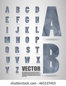 Vector alphabet mosaic font Low poly font on polygon concept vector. Abstract letters.