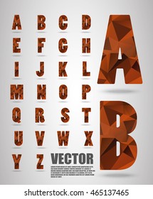 Vector alphabet mosaic font Low poly font on polygon concept vector. Abstract letters.