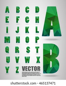 Vector alphabet mosaic font Low poly font on polygon concept vector. Abstract letters.
