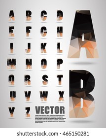 Vector alphabet mosaic font Low poly font on polygon concept vector. Abstract letters.