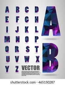 Fuente de mosaico de alfabeto de Vector Fuente de polietileno baja en el Vector de concepto de polígono. Letras Abstractas.
