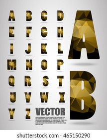 Vector alphabet mosaic font Low poly font on polygon concept vector. Abstract letters.