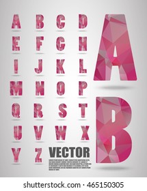 Vector alphabet mosaic font Low poly font on polygon concept vector. Abstract letters.