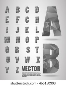 Vector alphabet mosaic font Low poly font on polygon concept vector. Abstract letters.