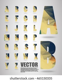 Vector alphabet mosaic font Low poly font on polygon concept vector. Abstract letters.