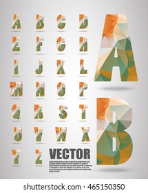 Vector alphabet mosaic font Low poly font on polygon concept vector. Abstract letters.