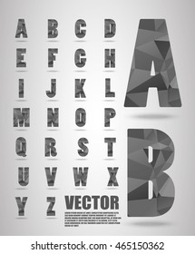 Vector alphabet mosaic font Low poly font on polygon concept vector. Abstract letters.