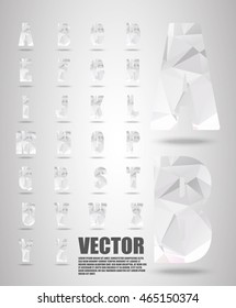Vector alphabet mosaic font Low poly font on polygon concept vector. Abstract letters.