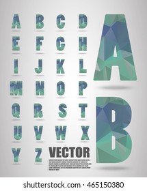 Vector alphabet mosaic font Low poly font on polygon concept vector. Abstract letters.