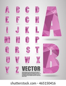 Vector alphabet mosaic font Low poly font on polygon concept vector. Abstract letters.