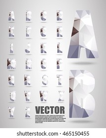 Vector alphabet mosaic font Low poly font on polygon concept vector. Abstract letters.