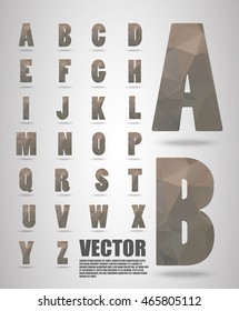 Vector alphabet mosaic font Low poly font on polygon concept vector. Abstract letters.
