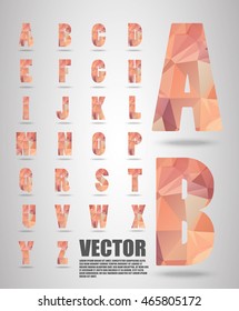 Vector alphabet mosaic font Low poly font on polygon concept vector. Abstract letters.