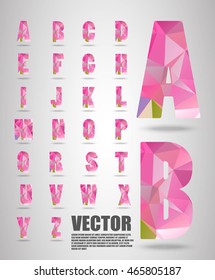 Vector alphabet mosaic font Low poly font on polygon concept vector. Abstract letters.